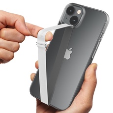 Sinjimoru Silikon Handy Halterung für Finger mit Clip, Handy Fingerhalter für Handyhülle iPhone Fingerhalter Phone Strap Fingerhalterung für iPhone & Android. Sinji Loop Clip 210 Weiß