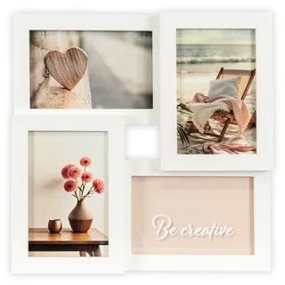 Queence Bilderrahmen Collage 3D Holz weiß 10x15 cm 4 St.