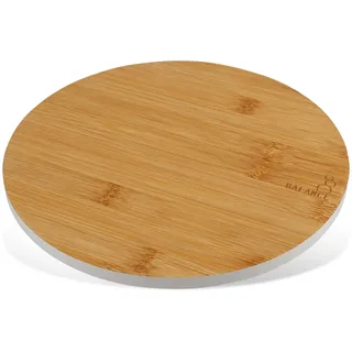 Fackelmann Balance Schneidebrett Holz Bambus – Rundes Holzbrett für die Küche für Fleisch, Fisch und Gemüse – Modernes Schneidbrett mit farbigem Rand – ⌀ 24 x 0,5 cm, Braun