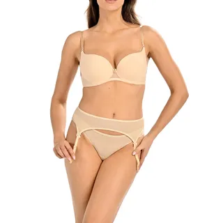 Teyli Strumpfhalter Damen - Strumpfgürtel für Damen aus Mesh - Strapsgürtel im Klassischen Schnitt - Sehen toll aus mit Garter Belt Stockings - Garter Suspender Belt (Beige, S)