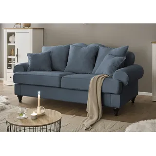 Sofa "Adelina" in blau Landhaus Couch 3,5-Sitzer 230 cm - Blau