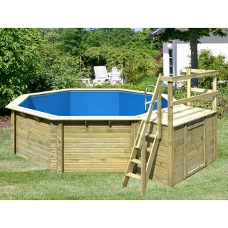 Karibu Achteckpool »TOSCANA Set B ØxH: 428x124 cm« 38 mm kesseldruckimprägniertes Fichtenholz