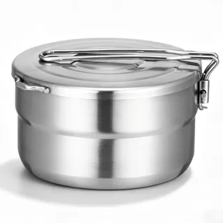 BAIFULAI 1.5L Camping Topf: Camping Kochgeschirr Edelstahl Topfset mit Faltbarem Griff, Kochtopf Outdoor Geschirr, Große Kapazität Tragbares Kochset für Camping, Wandern, Picknick