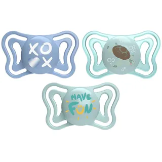 Chicco PhysioForm Light, Schnuller aus Silikon, 6-16 Monate, Schnuller für Kinder mit Sauger aus Silikon, leicht, ergonomische Form, unterstützt die richtige Entwicklung des Mundes, hellblau, 2 Stück