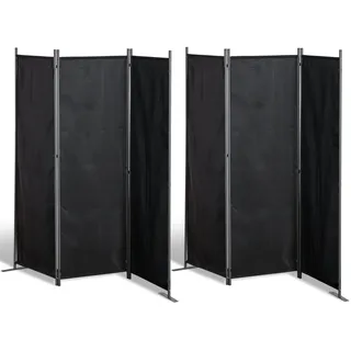 GRASEKAMP Qualität seit 1972 2 Stück Paravent 3tlg Raumteiler Trennwand Sichtschutz Schwarz