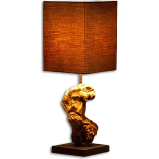 Lampe Tischlampe aus Holz Holzlampe Tischleuchte braun Treibholz 45cm - Braun