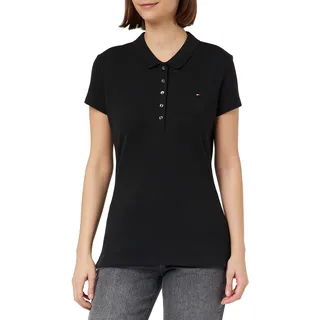 Tommy Hilfiger HERITAGE SHORT SLEEVE SLIM POLO Kurzarm Poloshirts Damen, Schwarz (MASTERS BLACK), XXS