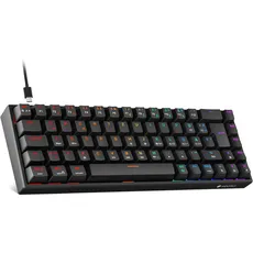 KOORUI Mechanisch Tastatur, 60% Gaming Tastatur mit 12 Tasten Multifunktionstaste USB Kabel Volles Tasten-Rollover Deutsches Layout QWERTZ für Windows MacOS Linux-Blauer Schalter, Schwarz