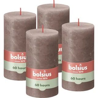 Bolsius Rustik Stumpenkerzen 13 cm taupe 4 St.