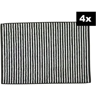 done.® Badematte »DAILY SHAPES Stripes 4er-Set« Höhe 5 mm fußbodenheizungsgeeignet Badvorleger aus 100% Baumwolle, Jacquardgewebt, schwarz