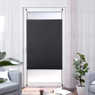 Plissee Thermo ELSA von K-home 80 x 130, Schwarz/Silberne Rückseite