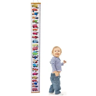 JZK Messlatte zum Aufhängen an der Wand, Motiv: Autos, zum Aufrollen, für Kinderzimmer, Wanddekoration, Messlatte für Kinder