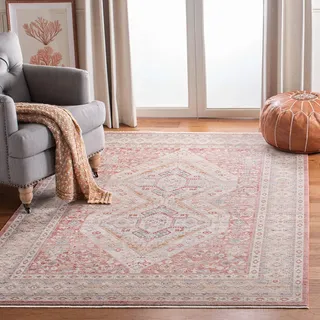 SAFAVIEH Zeitgenössische Teppich für Wohnzimmer, Esszimmer, Schlafzimmer - Kenitra Collection, Kurzer Flor, Rosa und Grau, 122 X 183 cm