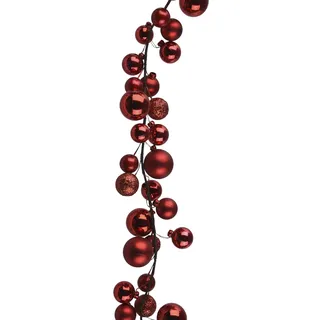 Decoris Garland_180cm_shatterproof Baubles_Dia 6cm_red, One Size