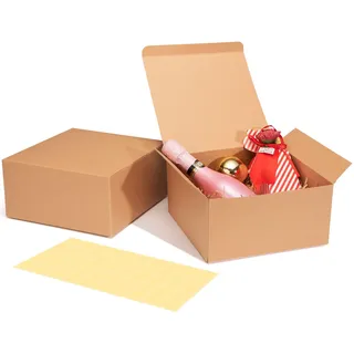 HOUSE DAY Geschenkbox 12 Stück, Braun, Karton mit Deckel, 20x20x10 cm | Geschenkboxen Geschenkschachtel kleine schachteln faltschachtel für Geburtstagsgeschenk Hochzeit Weihnachten DIY