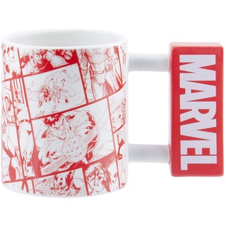 Marvel Logo-Thermoeffekt-Tasse - Offiziell lizenziertes Disney Marvel Merchandise, Rot & Weiß, Geschenk für Superhelden-Fans