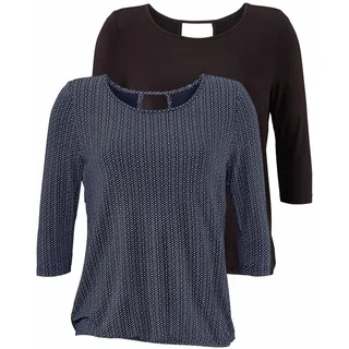 LASCANA 3/4-Arm-Shirt »mit modischem Cut-out« 2er-Pack, aus weichem Viskose-Stretch, blau
