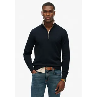 Superdry Troyer "ESSENTIALS COTTON HALF ZIP" aus Baumwolle, Slim Fit, hochschließender Kragen mit Reißverschluss, eclipse navy