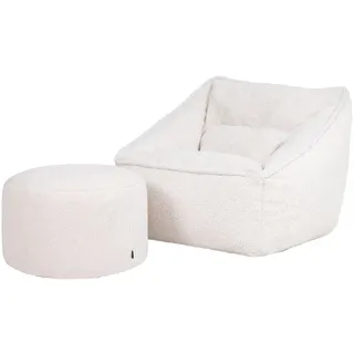 Sitzsack Borg-Sessel icon Natalia und Fußhocker-Sitzsack Amara im 2-teiligen Set, naturfarben , Kunststoff , 100x100x88 cm , Hergestellt in Deutschland, Oeko-Tex® Standard 100 , Wohnzimmer, Sessel, Sitzsäcke, XXL Sitzsäcke