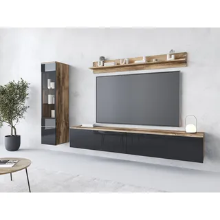 Home Affaire Wohnwand »VERA I, Vitrinen Türanschlag links/rechts wechselbar« Komplett-Set, 3 Stk. tlg., beige