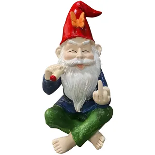 aopek Gartenzwerg Outdoor Lustiger Mittelfinger Raucher Outdoor Statue Gartenzwerge für Garten oder Indoor Outdoor Lustige Zwerge Dekoration