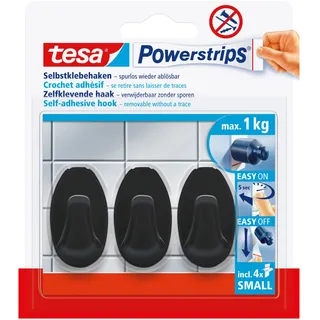 Tesa Powerstrips Selbstklebehaken S Oval Schwarz 3 Stück