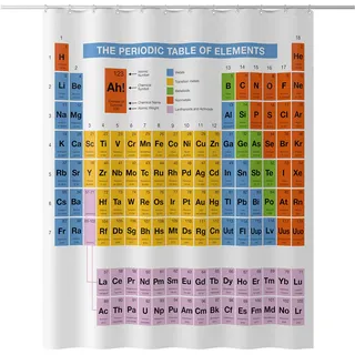 getDigital Periodensystem Duschvorhang aus beliebter Nerd WG - Anti-Schimmel Badewannen-Vorhang aus Polyester - 180 x 200 cm