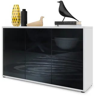 Vladon Kommode, Schwarz Hochglanz, Holzwerkstoff, 117x74x36 cm, Wohnzimmer, Kommoden & Sideboards, Kommoden