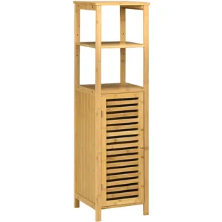 kleankin Badezimmerschrank 29,9 x 120 x 30 cm Beige/Bambus