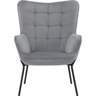 Loungesessel OTTO HOME "Luukas, Ohrensessel mit Metallbeinen", schwarz (hellgrau, schwarz), B:73cm H:99cm T:80cm, Sessel, Loungesessel, Stoff recyceltes Polyester, Sitz und Rücken gepolstert, Sitzhöhe 46 cm