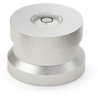 Dynavox Single Puck ASP3, Adapter aus Aluminium für 45er Single-Schallplatten, integrierte Libelle zur Justage des Plattenspielers, Silber