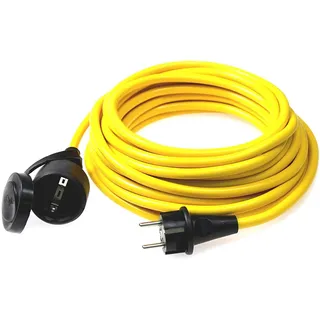 as - Schwabe as Schwabe Verlängerungskabel 15 m – 230 V, 16 A Schutzkontaktstecker – Outdoor Stromverlängerungskabel – Verlängerung für Außenbereich – K35 AT-N07V3V3-F 3G1,5 - IP44 - Made in Germany, Gelb, 60353