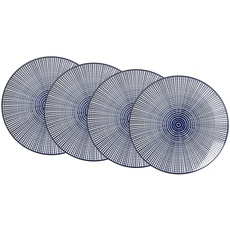 Ritzenhoff & Breker Speiseteller-Set Royal Makoto, 4-teilig, 26,5 cm Durchmesser, Porzellangeschirr, Blau-Weiß, 26.50 x 26.50 x 3.00 cm