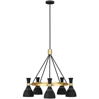 Elstead Lighting Kronleuchter , Schwarz, Messingfarben , Metall , 89.3 cm , RoHS, Grüner Punkt , Lampen & Leuchten, Leuchtenserien