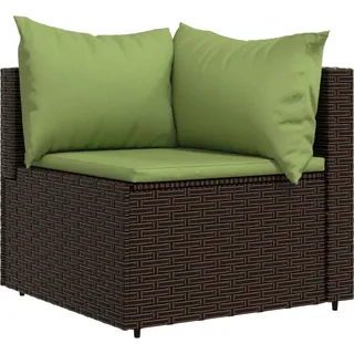 vidaXL Garten-Ecksofa mit Kissen Braun Poly Rattan - Braun