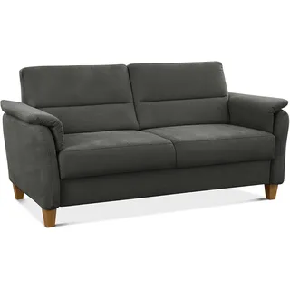 CAVADORE 3er-Sofa Palera mit Federkern / Kompakte Dreisitzer-Couch im Landhaus-Stil / passender Sessel und Hocker optional / 179 x 89 x 89 / Mikrofaser, Grau