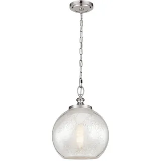 Elstead Lighting Hängeleuchte , Edelstahlfarben , Metall, Glas , 53.3 cm , Grüner Punkt, RoHS , Lampen & Leuchten, Leuchtenserien