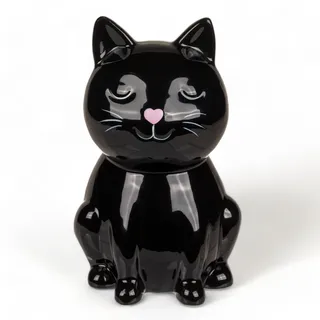MIJOMA Keramik Spardose mit Schloss und Schlüssel, ideal als Geldgeschenkverpackung und zur Geldsicherung (Schwarze Katze)