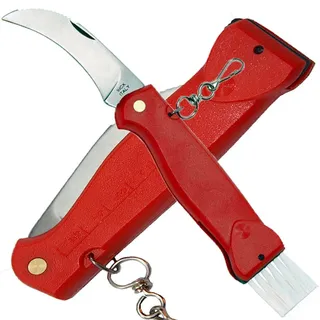 Haller Pilzmesser rot, Bürste klappbar mit Karabiner Taschenmesser