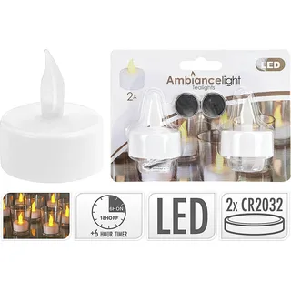 Teelichter Set LED mit Timer CR2032 inkl. 2-er Set, aus Kunststoff wei – 24er Vorteilset - Weiß