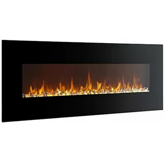 BREAKLING Elektrokamin XL 122cm - Wandkamin Kaminofen mit Heizung- Wandmontage Fernbedienung - Schwarz - Flammeneffekte