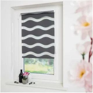 GARESA Doppelrollo Welle 90 x 150 cm grau