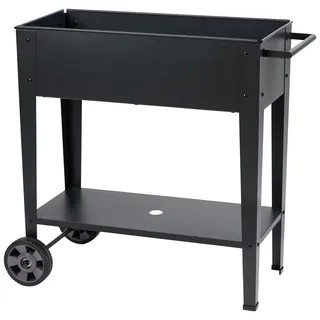 Blumenkasten , Schwarz , Metall, Kunststoff , 44x80x88 cm , einfache Montage , Dekoration, Blumen & Blumentöpfe, Übertöpfe