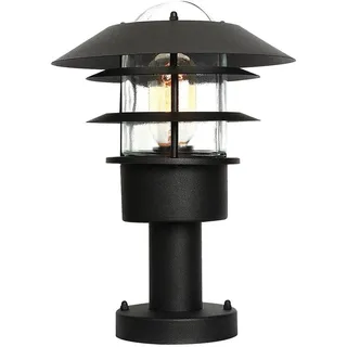 Elstead Lighting Sockelleuchte Edelstahl Glas Metall IP44 E27 inkl. Bewegungsmelder schwarz