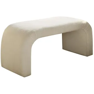 Atelier Del Sofa Stilvoller Pouf, 106 cm breit, 45 cm hoch, 46 cm tief | 100% Polyester-Teddy-Stoff, Buchenholzgestell | Elegantes grau-weißes Design für Moderne Wohnräume
