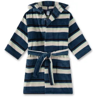 Sanetta Jungen-Bademantel Blau | Hochwertiger und kuscheliger Bademantel aus Baumwoll-Mix für Jungen. Streifen-Bademantel mit Kapuze & Gürtel | Bademantel für Jungen