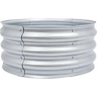 Rundes Hochbeet aus Metall - Erhöhter Pflanzkasten - Runde Form - Metallkonstruktion - Für Gemüse, Blumen, Kräuter - Garten, Terrasse, Balkon - Silber
