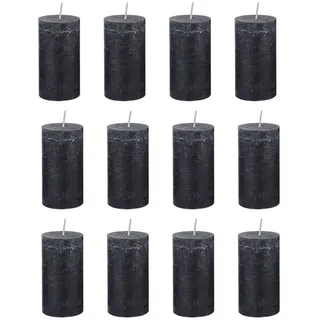 Butlers Stumpenkerze (12er-Set) Rustic Ø6,8 x 13 cm , Schwarz , Paraffin , 7x13x7 cm , Dekoration, Kerzen & Kerzenhalter