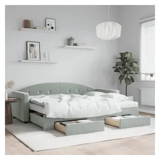 vidaXL Tagesbett Ausziehbar mit Schubladen Hellgrau 80x200 cm Samt