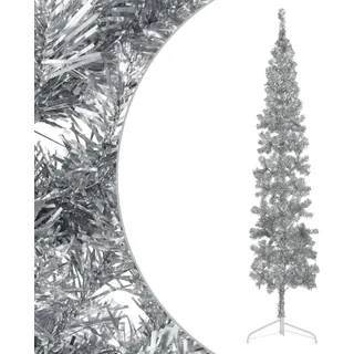 The Living Store Künstlicher Halb-Weihnachtsbaum Ständer Schlank Silbern 240 cm - Silber